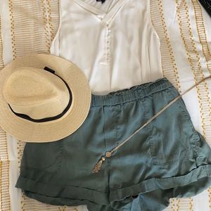 Aerie paperbag Camp shorts, green